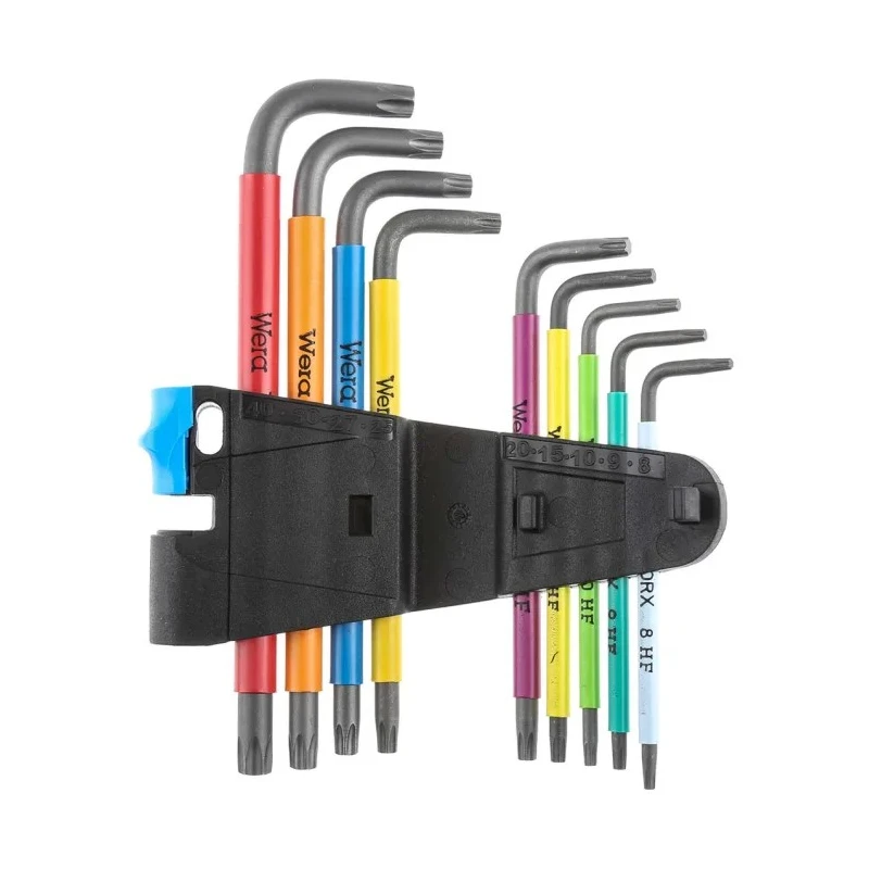 Wera 9-Piece Torx Key Set L Shape Long Arm Stainless Steel Black Laser Finish 05024179001