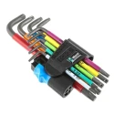 Wera 9-Piece Torx Key Set L Shape Long Arm Stainless Steel Black Laser Finish 05024179001