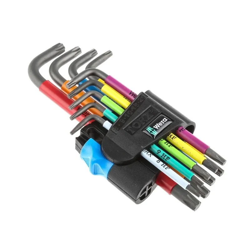 Wera 9-Piece Torx Key Set L Shape Long Arm Stainless Steel Black Laser Finish 05024179001