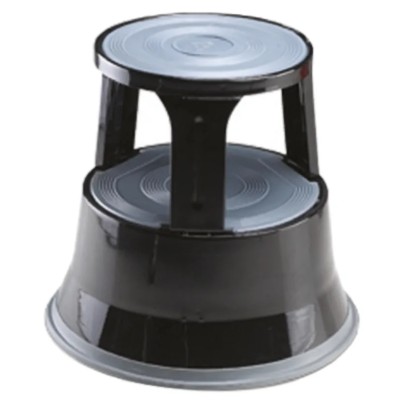 RS PRO 2 Tread Steel, Rubber, Polypropylene Kick Step Stool 0.4m Platform Height Black 621-1745