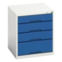 Bott Drawer Storage Unit 4 Tiers Steel 600 mm Height x 525 mm Width x 550 mm Depth, Blue Grey Finish 16925004.11
