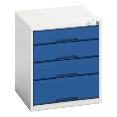 Bott Drawer Storage Unit 4 Tiers Steel 600 mm Height x 525 mm Width x 550 mm Depth, Blue Grey Finish 16925004.11