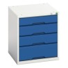 Bott Drawer Storage Unit 4 Tiers Steel 600 mm Height x 525 mm Width x 550 mm Depth, Blue Grey Finish 16925004.11