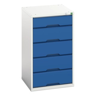 Bott Drawer Storage Unit 5, Steel, 900 mm Height x 525 mm Width x 550 mm Depth, Blue and Grey Finish 16925017.11