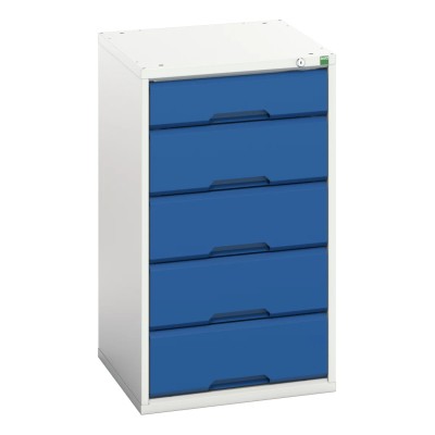 Bott Drawer Storage Unit 5, Steel, 900 mm Height x 525 mm Width x 550 mm Depth, Blue and Grey Finish 16925017.11