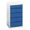 Bott Drawer Storage Unit 5, Steel, 900 mm Height x 525 mm Width x 550 mm Depth, Blue and Grey Finish 16925017.11