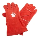 Polyco Healthline Red Leather Welding Gloves Size 9, Premium Chrome Leather, Thermal Lining, 350mm Length LW93