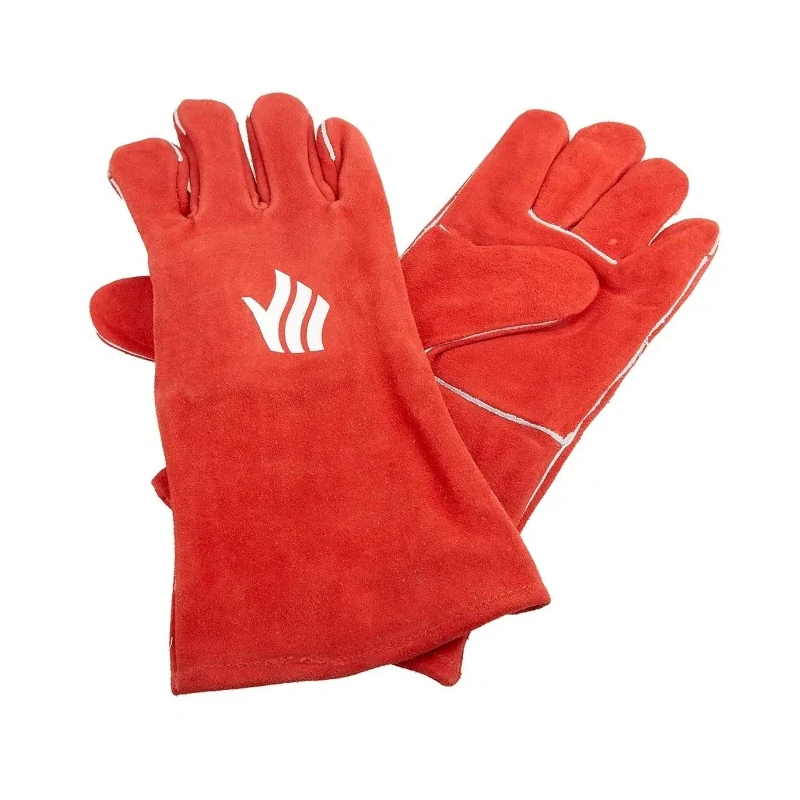 Polyco Healthline Red Leather Welding Gloves Size 9, Premium Chrome Leather, Thermal Lining, 350mm Length LW93