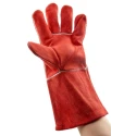Polyco Healthline Red Leather Welding Gloves Size 9, Premium Chrome Leather, Thermal Lining, 350mm Length LW93