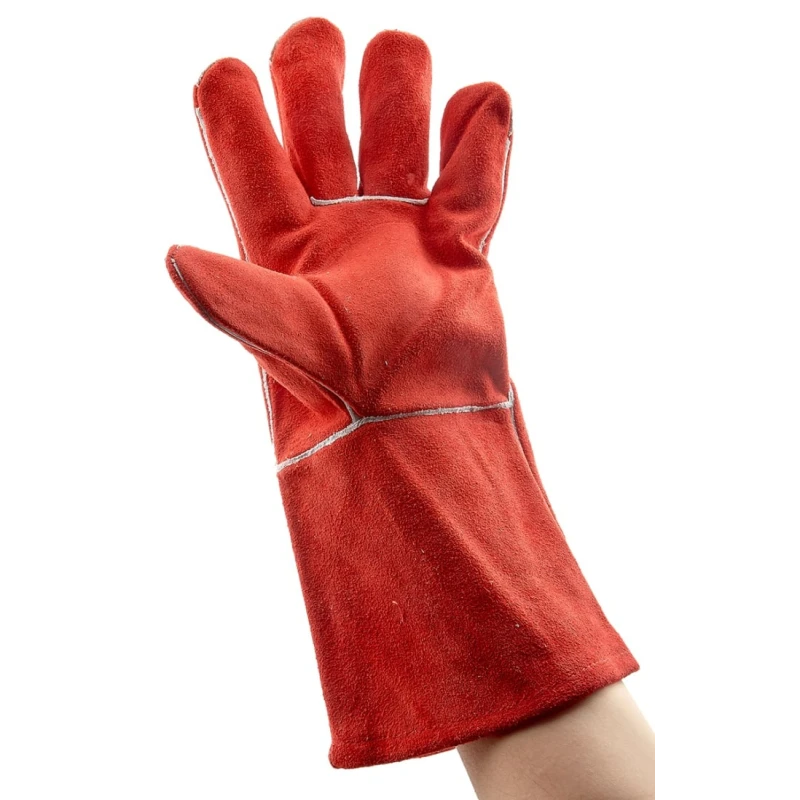 Polyco Healthline Red Leather Welding Gloves Size 9, Premium Chrome Leather, Thermal Lining, 350mm Length LW93