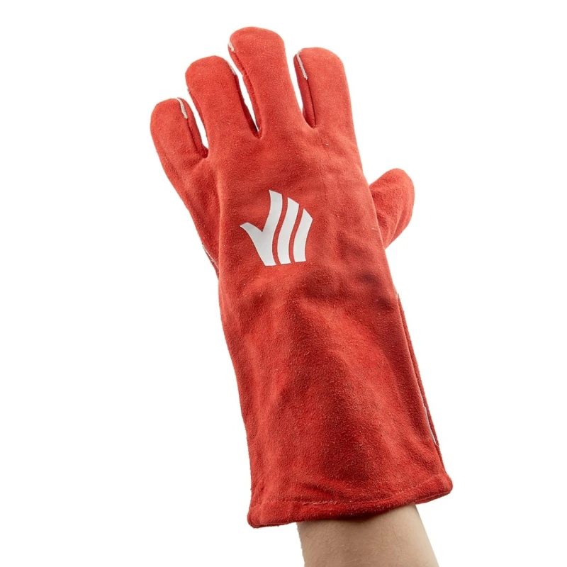Polyco Healthline Red Leather Welding Gloves Size 9, Premium Chrome Leather, Thermal Lining, 350mm Length LW93
