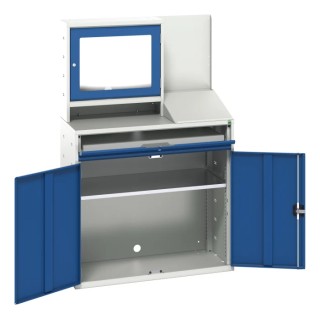 Bott Steel Standing Computer Desk with Keyboard Shelf Blue Grey 1.65m x 1.05m x 550mm 16928022.11