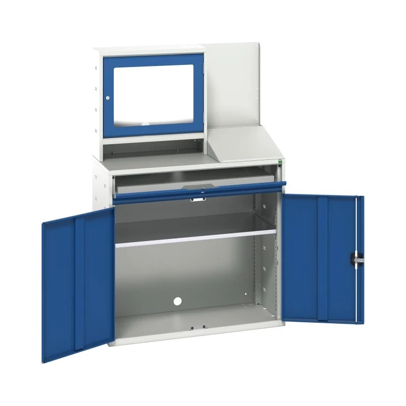 Bott Steel Standing Computer Desk with Keyboard Shelf Blue Grey 1.65m x 1.05m x 550mm 16928022.11