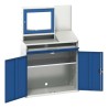 Bott Steel Standing Computer Desk with Keyboard Shelf Blue Grey 1.65m x 1.05m x 550mm 16928022.11