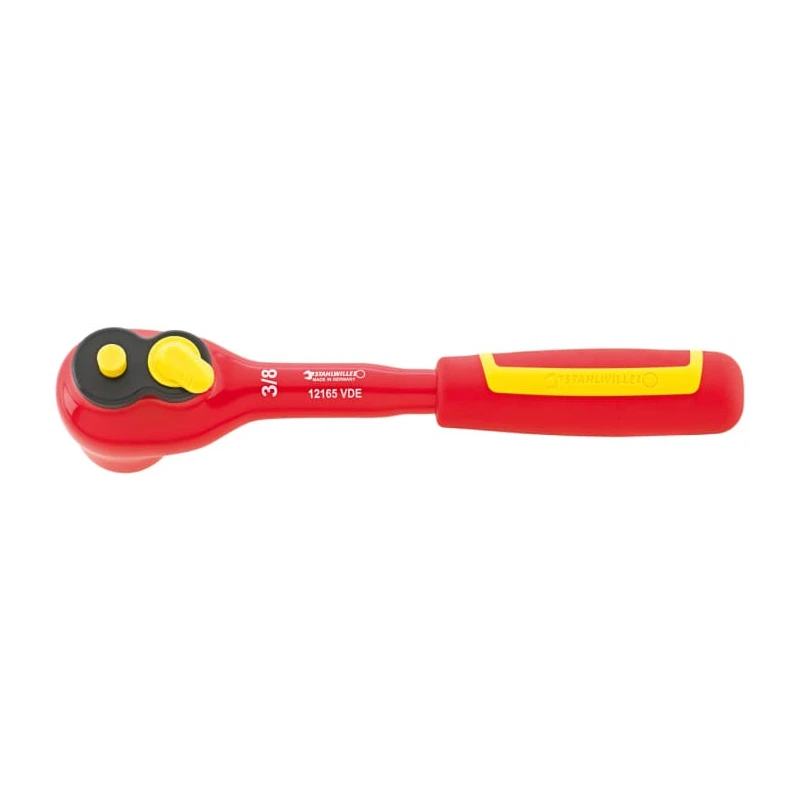 STAHLWILLE 3/8 in Ratchet with Ratchet Handle, 205mm Overall Length, VDE Insulated 1000V Approved 12430001