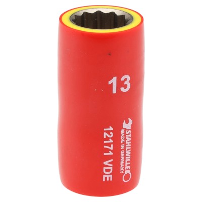 STAHLWILLE 3/8 in Drive 13 mm 12 Point Hex Chrome Plated VDE/1000V Approved Socket 48mm Overall Length 2380013
