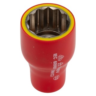 STAHLWILLE 3/8 in Drive 22 mm 12 Point Hex VDE 1000V Approved Insulated Socket, Chrome Plated Steel, 53mm Overall 2380022