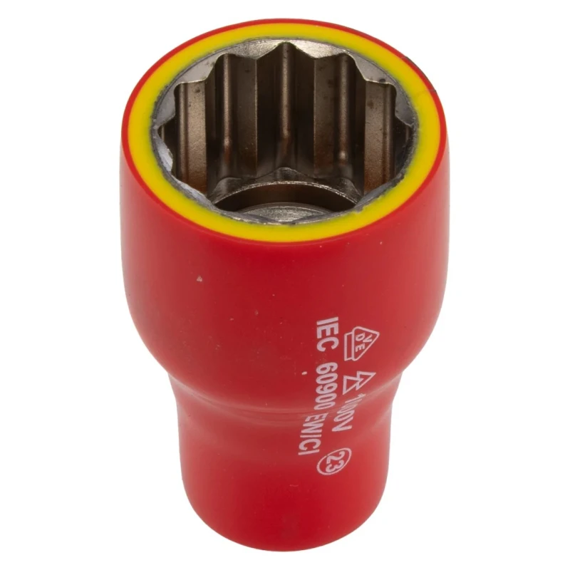 STAHLWILLE 3/8 in Drive 22 mm 12 Point Hex VDE 1000V Approved Insulated Socket, Chrome Plated Steel, 53mm Overall 2380022
