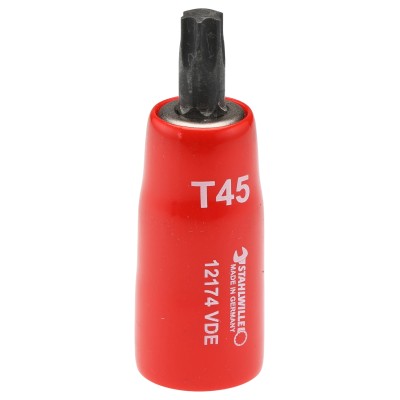 STAHLWILLE 3/8 in Drive T45 Bit Hex VDE/1000V Approved Socket, Chrome Alloy Steel, 67mm Length 2390045