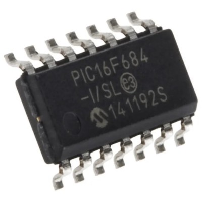 Microchip 8-Bit PIC16F Microcontroller, 20 MHz, 256B FLASH, 14-Pin SOIC PIC16F684-I/SL
