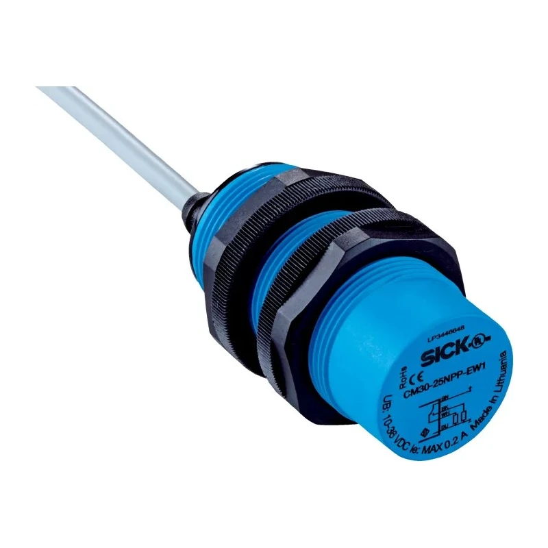 SICK Threaded Barrel Capacitive Proximity Sensor CM 25 mm, M30 x 1.5 PNP 200mA 36V dc CM30-25NPP-EW1