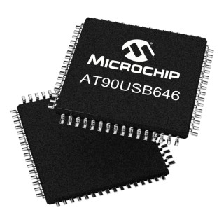 Microchip 8-Bit AVR AT90 Microcontroller, 16 MHz, 64 kB FLASH Memory, 64-Pin TQFP Package AT90USB646-AU