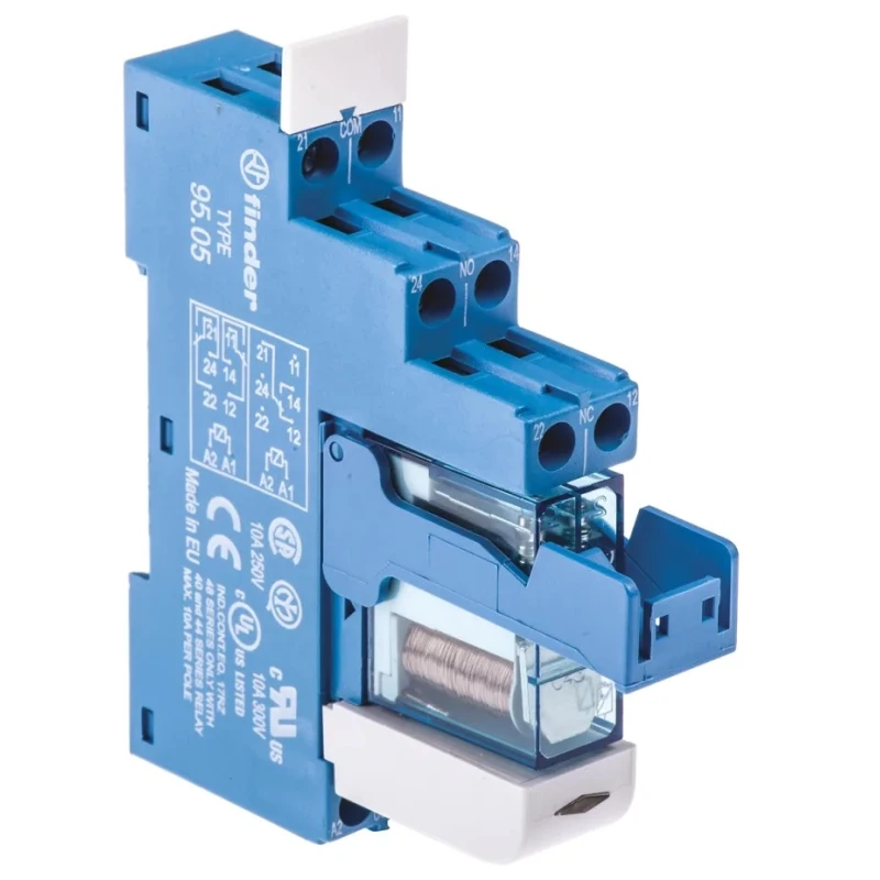Finder 48 Series Interface Relay DIN Rail Mount 12V DC Coil DPDT 8A 41mA Coil Current 48.52.7.012.0050SPA