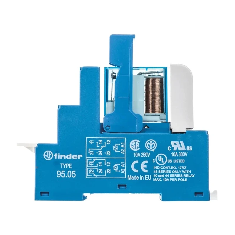 Finder 48 Series Interface Relay DIN Rail Mount 12V DC Coil DPDT 8A 41mA Coil Current 48.52.7.012.0050SPA