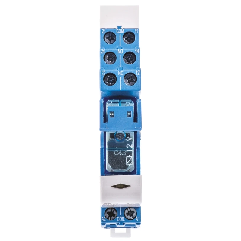 Finder 48 Series Interface Relay DIN Rail Mount 12V DC Coil DPDT 8A 41mA Coil Current 48.52.7.012.0050SPA