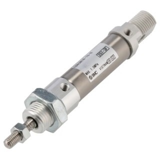 SMC Pneumatic Piston Rod Cylinder, 15 mm Stroke, 126 mm Length, Double Acting, Clevis Mount, Aluminium Alloy Body, Model CD85