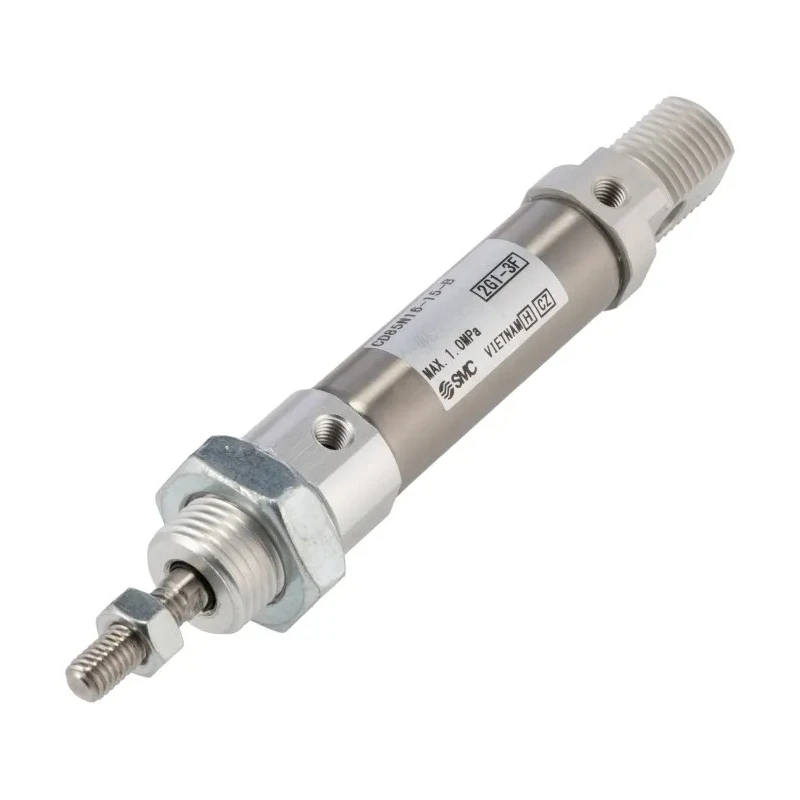 SMC Pneumatic Piston Rod Cylinder, 15 mm Stroke, 126 mm Length, Double Acting, Clevis Mount, Aluminium Alloy Body, Model CD85