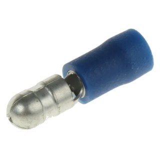 RS PRO Insulated Blue Crimp Bullet Connector 16 AWG to 14 AWG 5 mm Bullet Diameter Male 624-1162