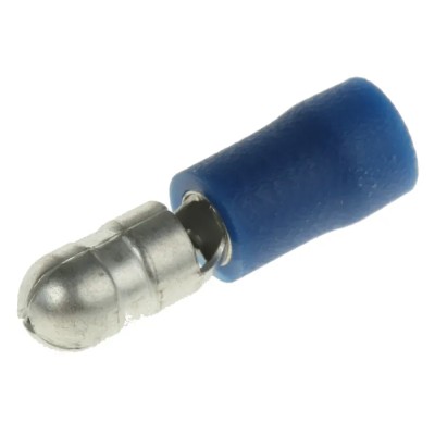 RS PRO Insulated Blue Crimp Bullet Connector 16 AWG to 14 AWG 5 mm Bullet Diameter Male 624-1162