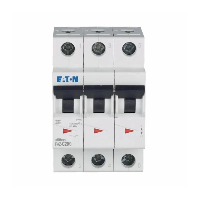Siemens xEffect Miniature Circuit Breaker 3 Pole 20A Type C 400V AC 60V DC 10 kA Breaking Capacity 278874 FAZ-C20/3