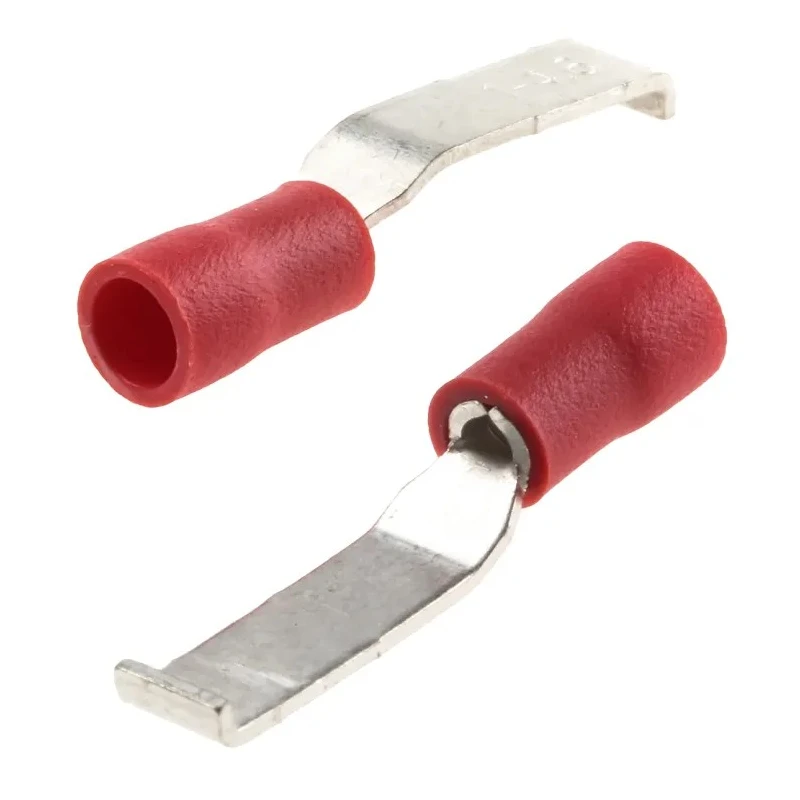 RS PRO Hooked Insulated Crimp Blade Terminal 16.8 mm Blade Length, 22 AWG to 16 AWG, Red 624-1207