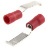 RS PRO Hooked Insulated Crimp Blade Terminal 16.8 mm Blade Length, 22 AWG to 16 AWG, Red 624-1207