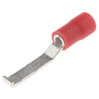 RS PRO Hooked Insulated Crimp Blade Terminal 16.8 mm Blade Length, 22 AWG to 16 AWG, Red 624-1213