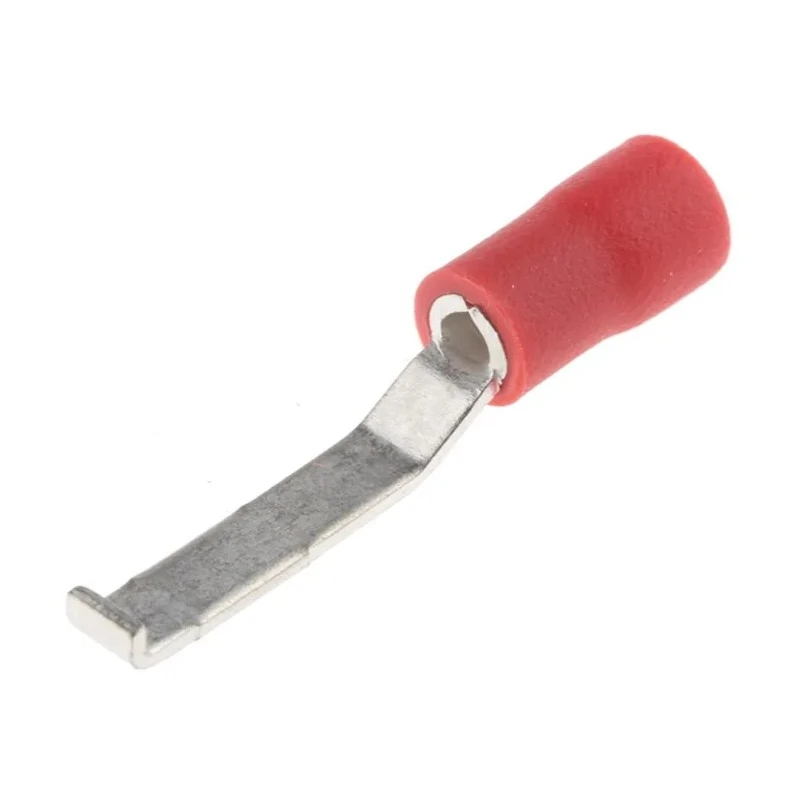 RS PRO Hooked Insulated Crimp Blade Terminal 16.8 mm Blade Length, 22 AWG to 16 AWG, Red 624-1213
