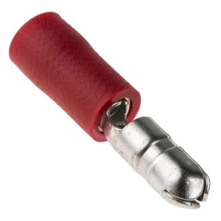 RS PRO Insulated Red Crimp Bullet Connector 22 AWG to 16 AWG 4 mm Bullet Diameter Male 624-1342