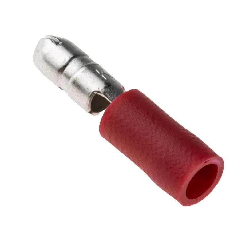 RS PRO Insulated Red Crimp Bullet Connector 22 AWG to 16 AWG 4 mm Bullet Diameter Male 624-1342