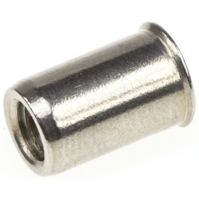 POP Plain Stainless Steel Threaded Insert M6, 9.8mm Flange Diameter, 9mm Fixing Hole Diameter, 14.3mm Depth 623-5577