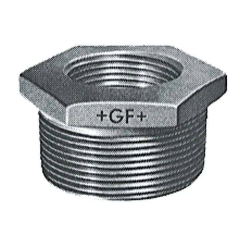 Georg Fischer Galvanised Malleable Iron Fitting Straight Reducer Bush Male 2 in to Female 3/4 in 770241238