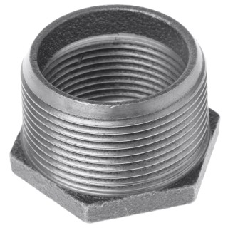 Georg Fischer Galvanised Malleable Iron Fitting Straight Reducer Bush Male BSPT 1-1/2 in to Female BSPP 1-1/4 in 770241236