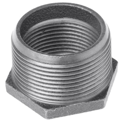 Georg Fischer Galvanised Malleable Iron Fitting Straight Reducer Bush Male BSPT 1-1/2 in to Female BSPP 1-1/4 in 770241236