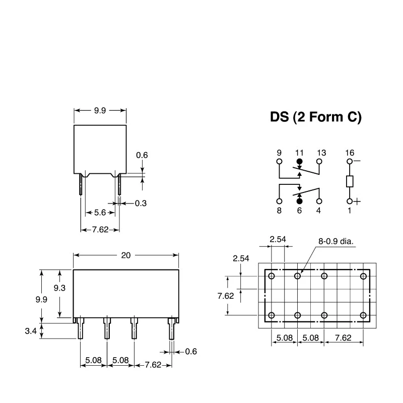 Panasonic PCB Signal Relay 12V DC Coil 3A DPDT DS2E-S-DC 12V