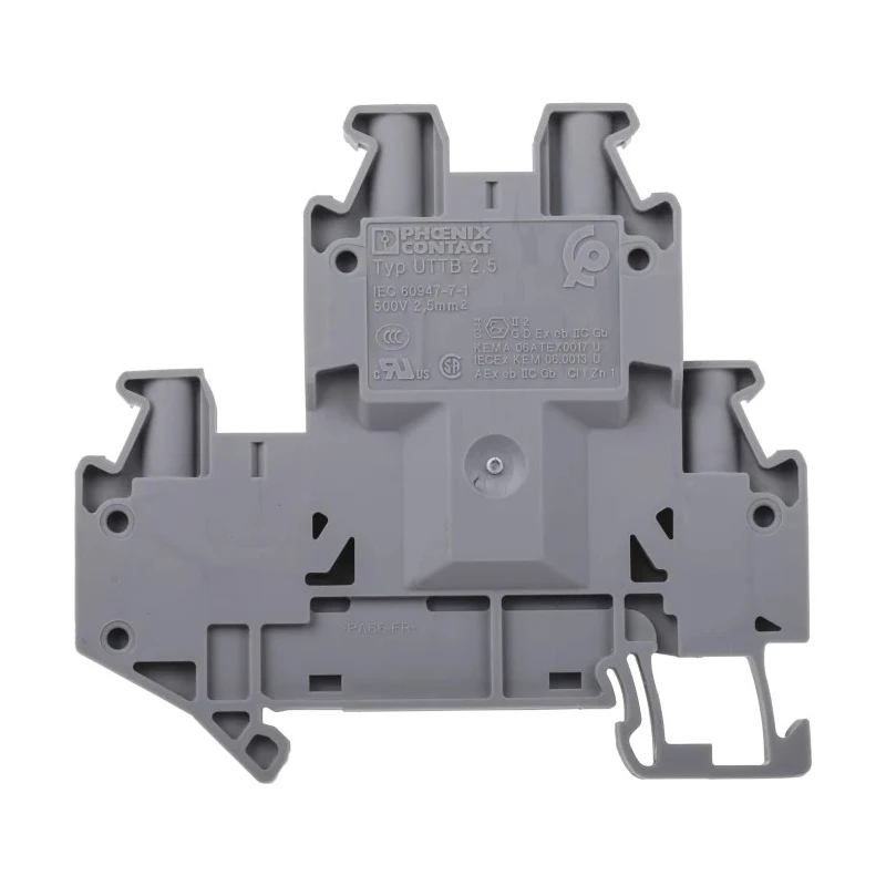 Phoenix Contact Double Level Terminal Block UTTB 2.5 Series 500V 24A Screw Termination Grey 3044636