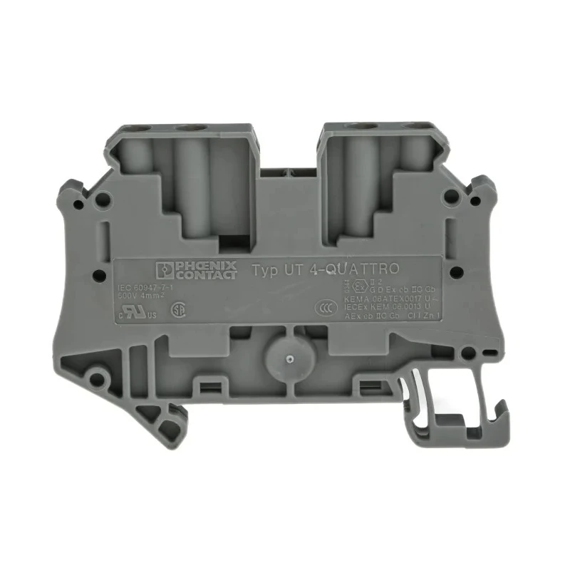 Phoenix Contact UT 4 - QUATTRO Series Grey Feed Through Terminal Block 1-Level Screw Termination 500V 32A ATEX IECEx 3044571