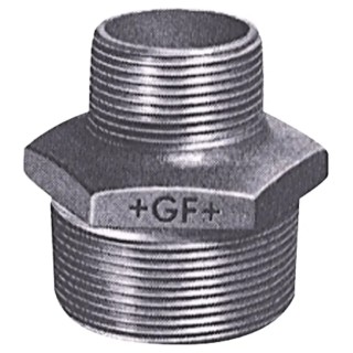 Georg Fischer Galvanised Malleable Iron Fitting Nipple Male BSPT 2 Inch to Male British Standard Parallel 1 Inch 770245231