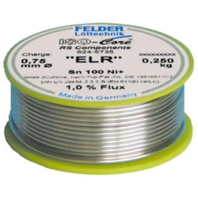 Felder Lottechnik Lead Free Solder Wire 0.75 mm Diameter Rosin Based Flux Melting Point 227°C 250g 5540940720 1037