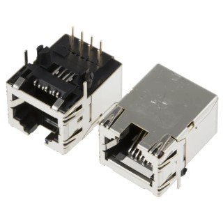 Hirose TM21R Series RJ45 Connector Female, Through Hole Mount, Cat5e STP Shielded Right Angle 1 Port 8 Way TM21R-5C-88(50)